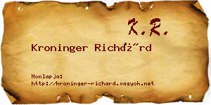 Kroninger Richárd névjegykártya